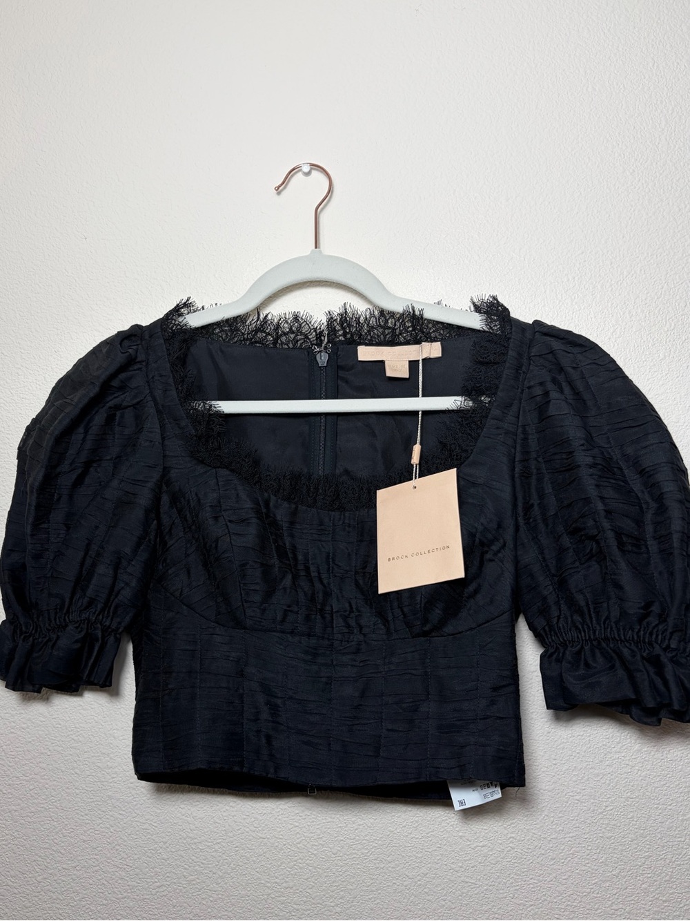 NWT Brock Collection Square Neck Puff Sleeve Crop Top Size 2